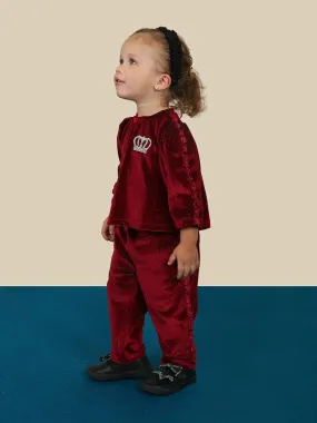 One Friday Burgundy Velvet Infant Trouser