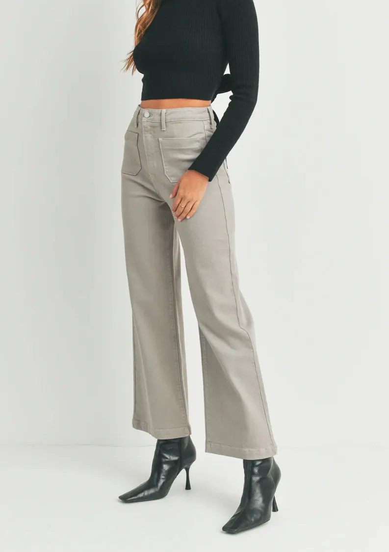 Patch Pocket Wide Leg Jean In Moonstone