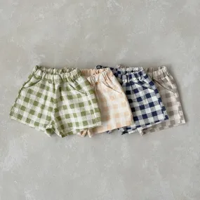 Plaid Cotton Shorts for Kids with Elasticated Waist