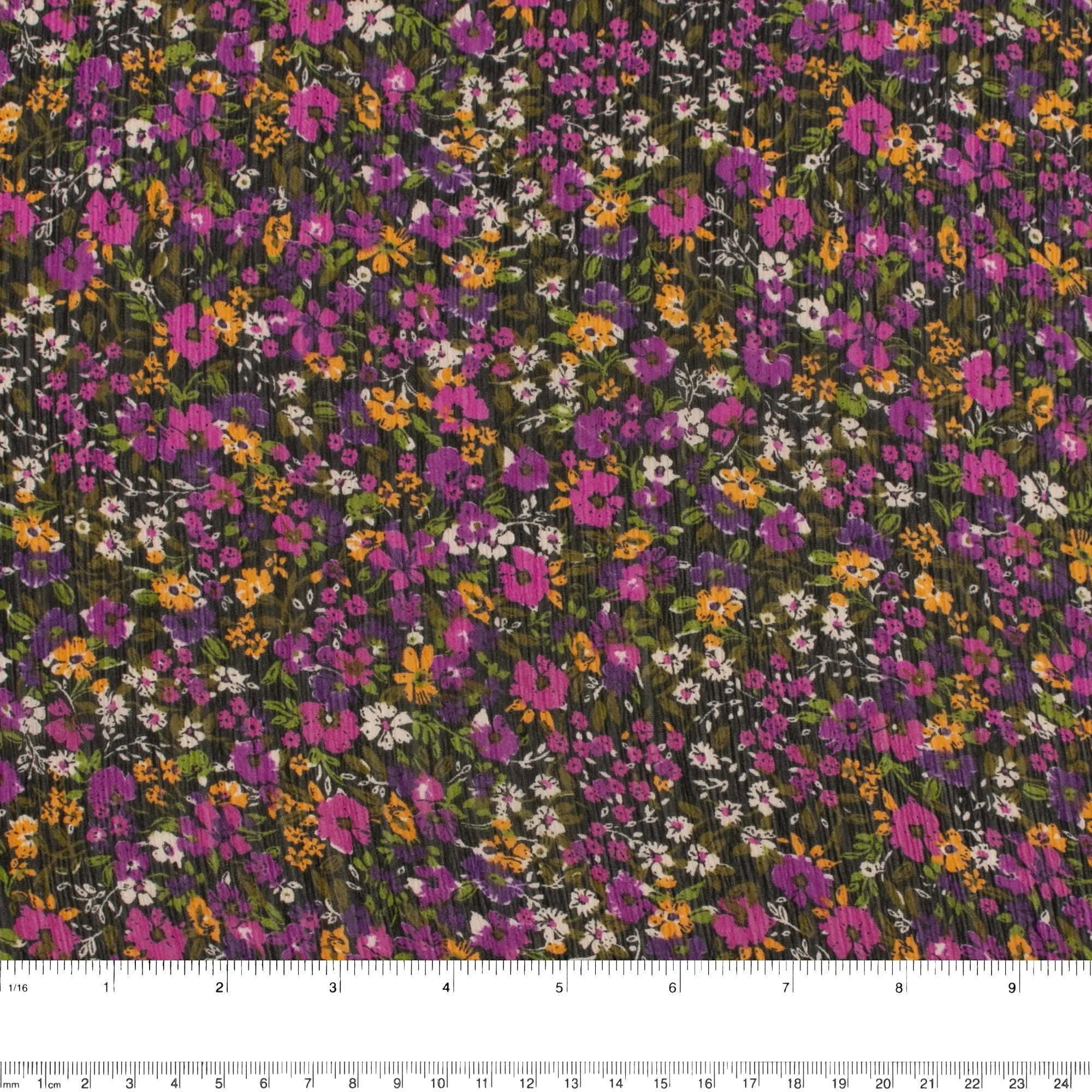 Printed Chiffon - AMANDA - Florals - Black / Purple