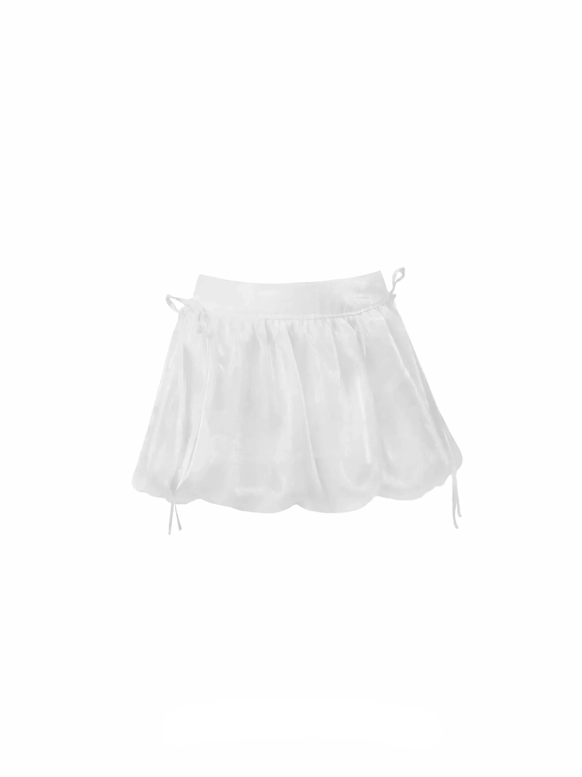 Scalloped Edge Mini Skirt with Side Ties - White and Black Options