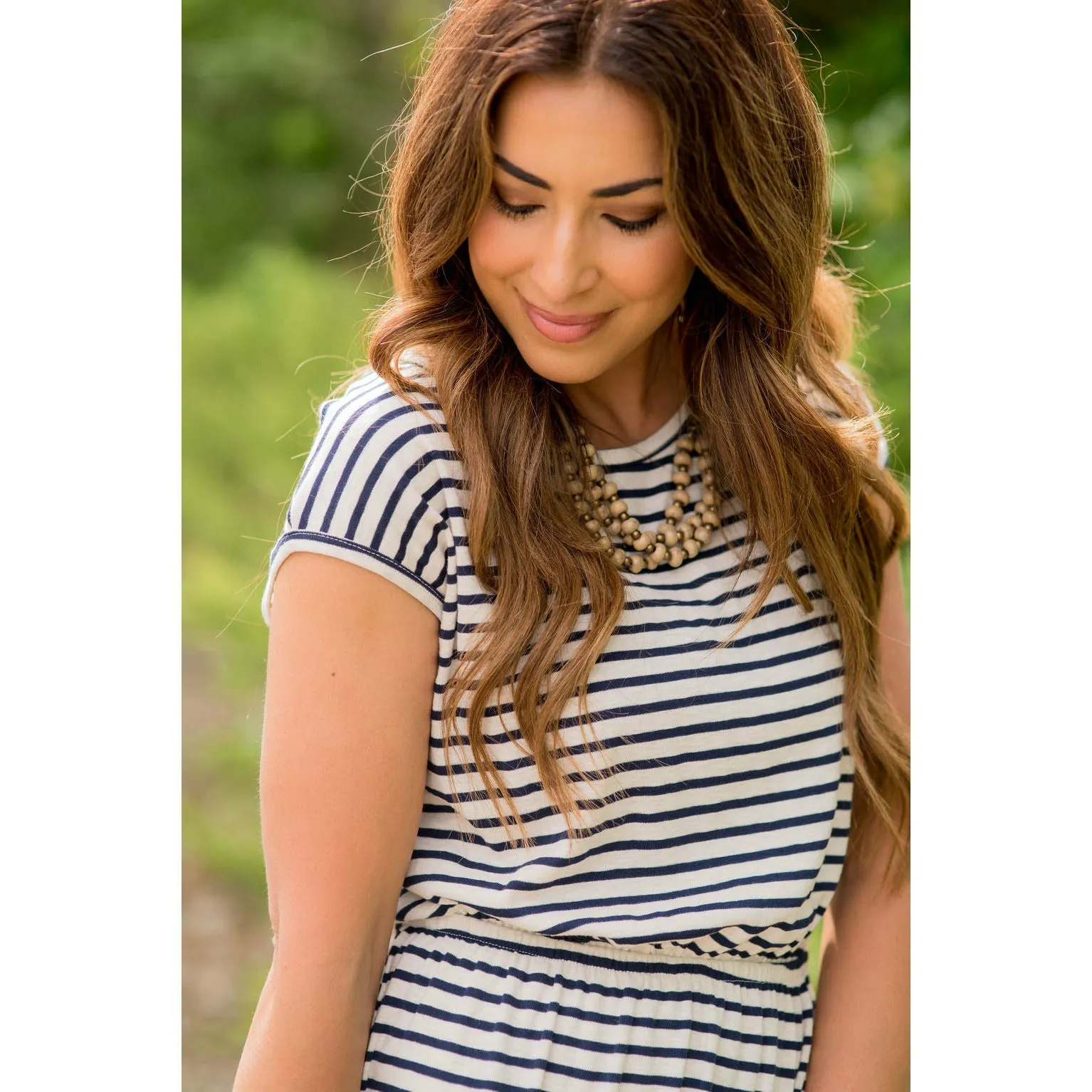 Striped Front Pocket Tee Dress