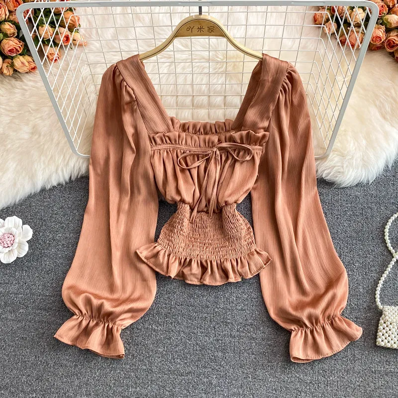 Stylish chiffon long sleeve tops fashion tops     S199