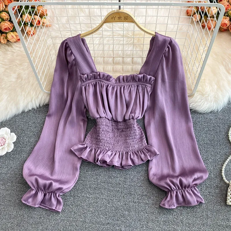 Stylish chiffon long sleeve tops fashion tops     S199