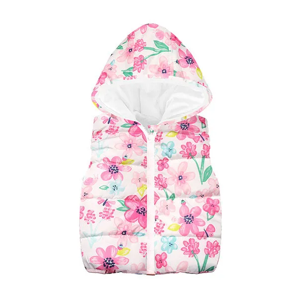 Trendy Autumn/Winter Warm Sleeveless Print Jackets With Hood For Kids