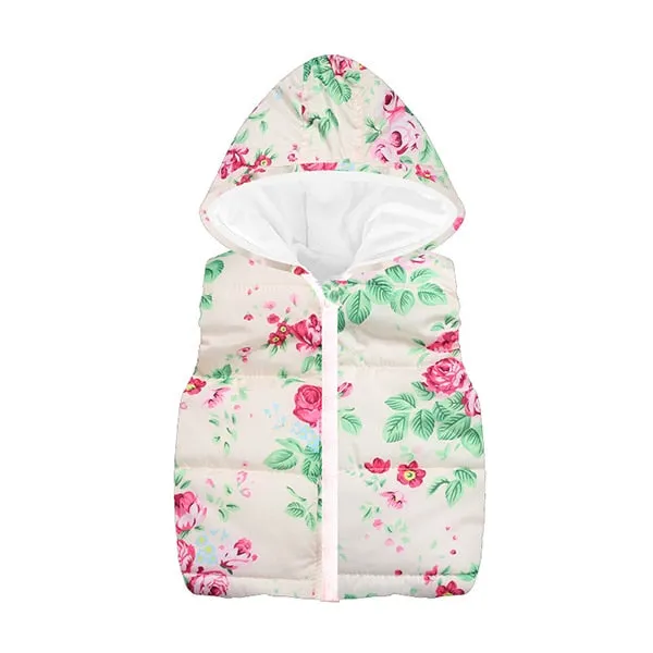 Trendy Autumn/Winter Warm Sleeveless Print Jackets With Hood For Kids