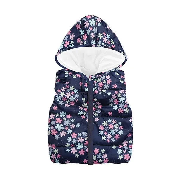 Trendy Autumn/Winter Warm Sleeveless Print Jackets With Hood For Kids