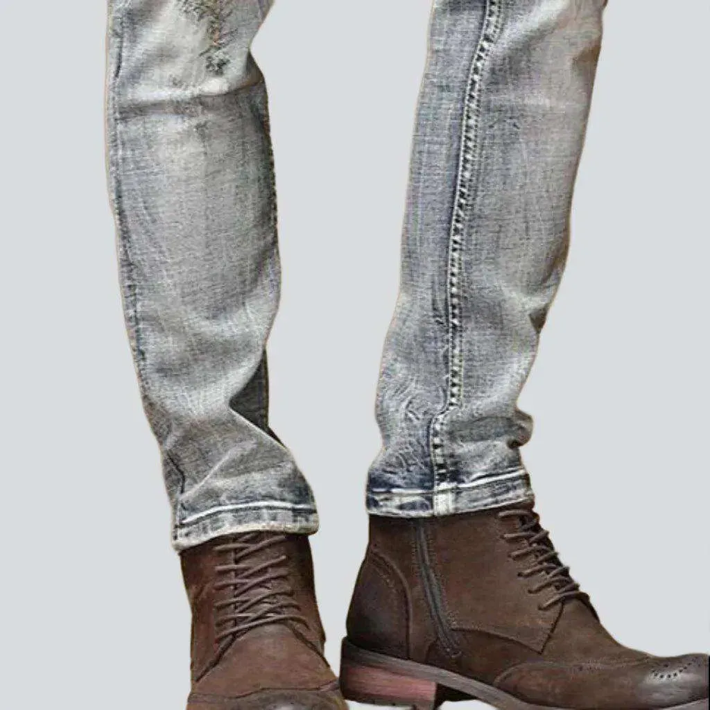 Vintage wash trendy men's jeans