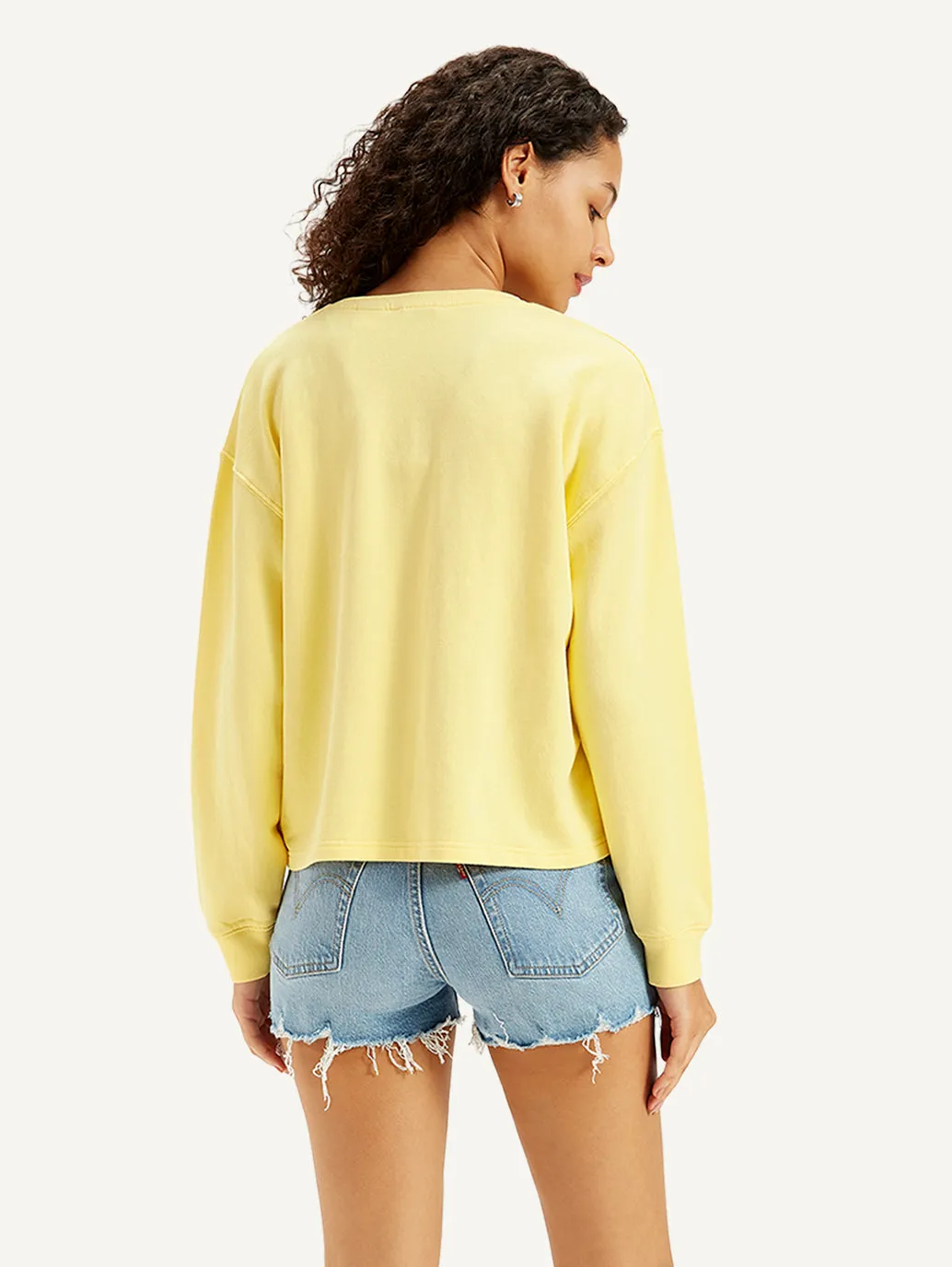 Women's Brand Logo Yellow Crew Neck Sweatshirt