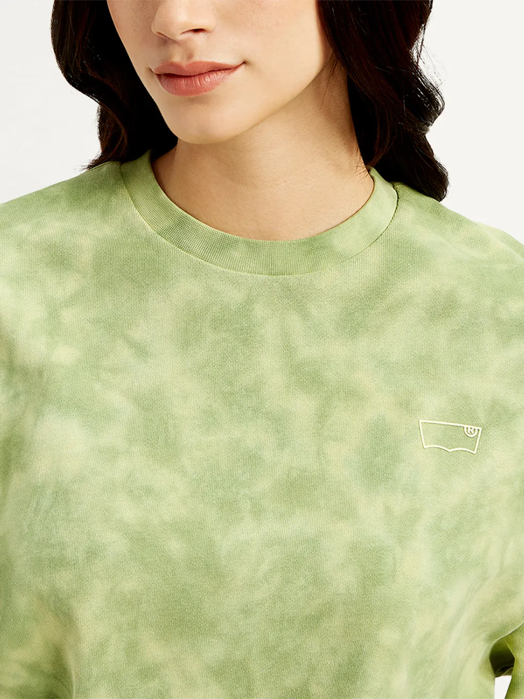 Women's Tie-Dye Green Crew Neck Sweatshirt