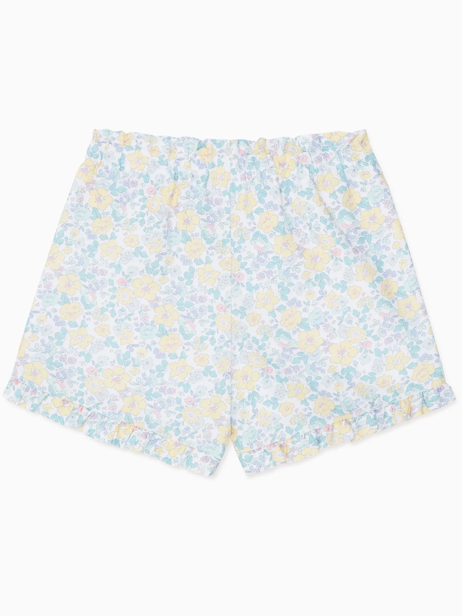 Yellow Floral Flores Girl Cotton Shorts